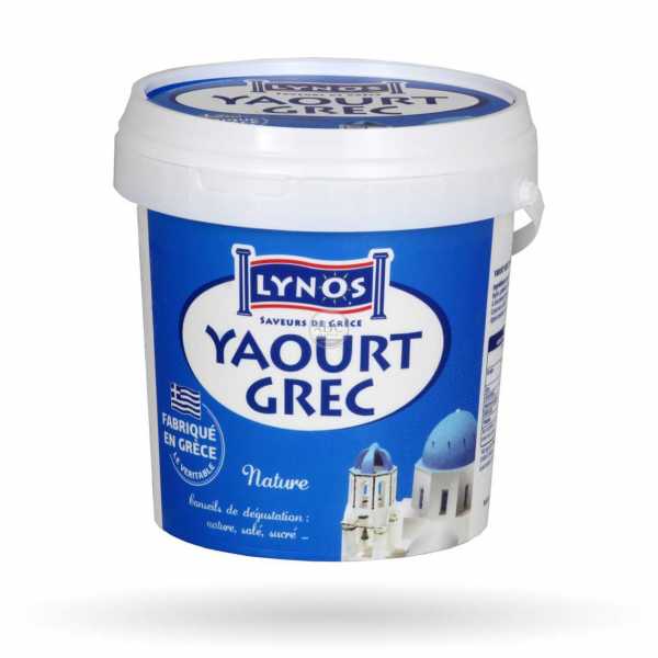 LYNOS Yaourt grec au lait de vache nature 1kg pas cher 